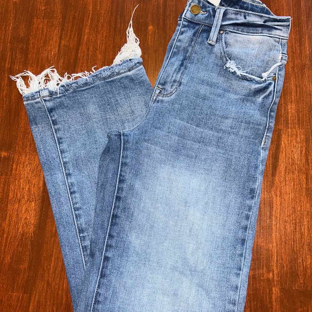 Blue Frayed Hem Women's Jeans